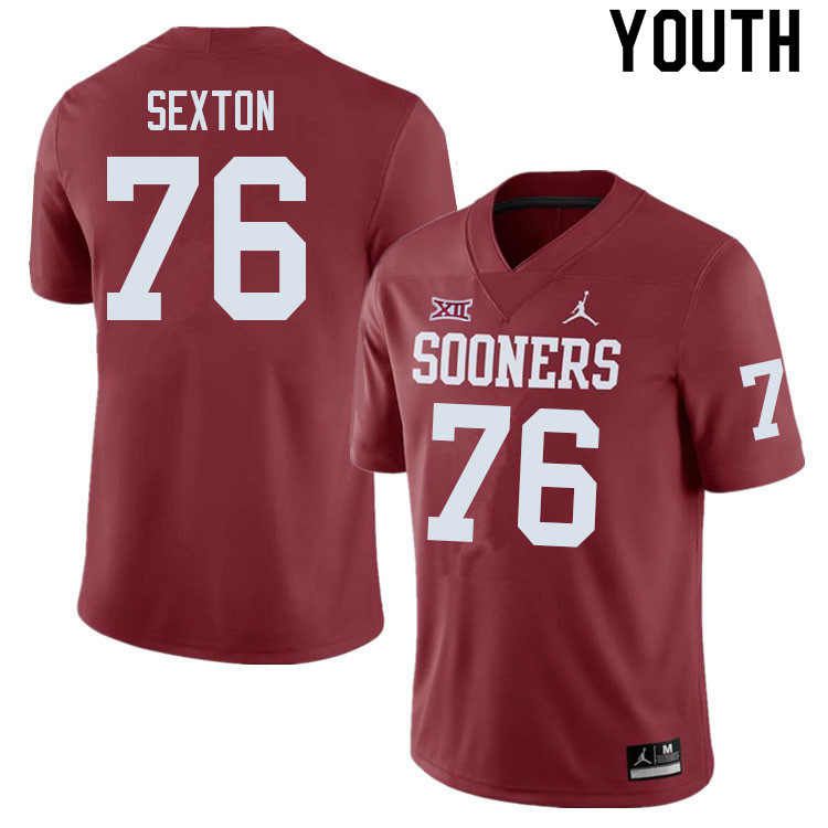 Youth #76 Jacob Sexton Oklahoma Sooners College Football Jerseys Sale-Crimson